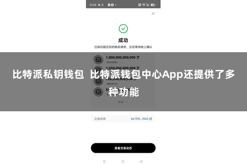 比特派私钥钱包  比特派钱包中心App还提供了多种功能
